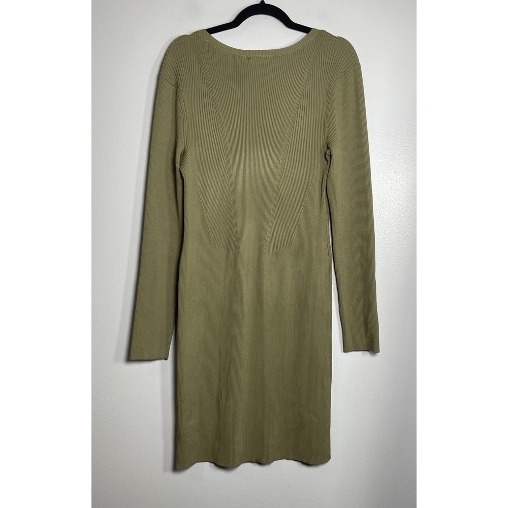 LAUREN RALPH LAUREN Black Label Rib-Knit Long-Sleeve Dress XL Olive Green‎ NEW - Picture 6 of 12
